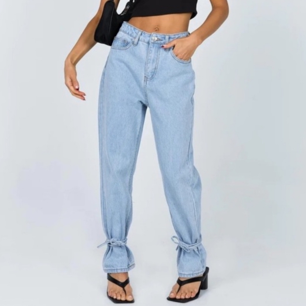 Princess Polly Ankle Tie Jeans - Size 10